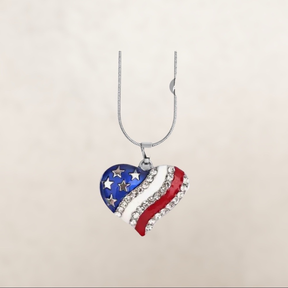 Heart shaped Patriotic Necklace